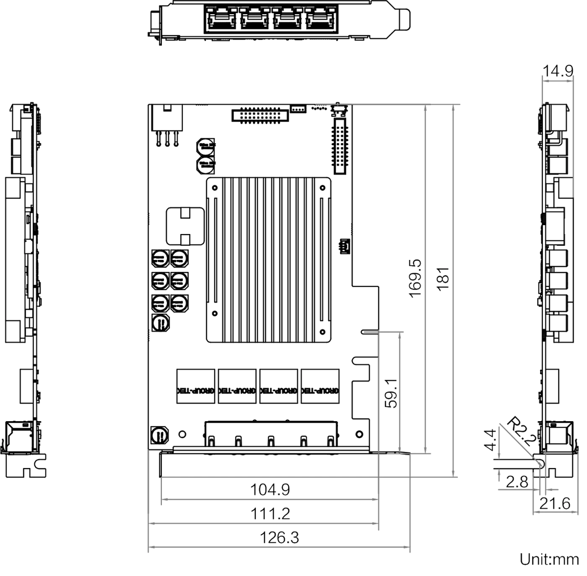 MV-GE1104P dimensions (mm)