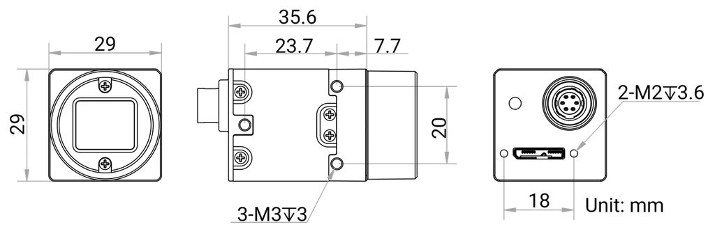 MV-CU050-90UM dimensions (mm)
