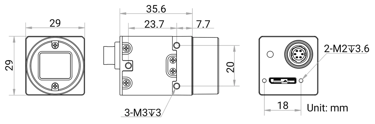 MV-CU050-90UM dimensions (mm)
