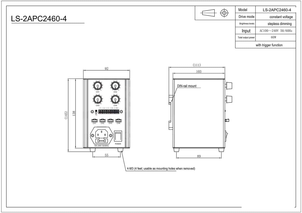 LS-2APC2460-4 dimensions (mm)