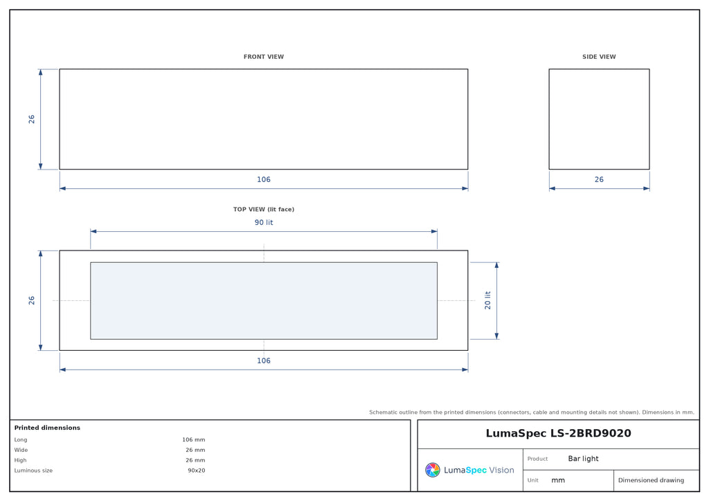 LS-2BRD9020 dimensions (mm)