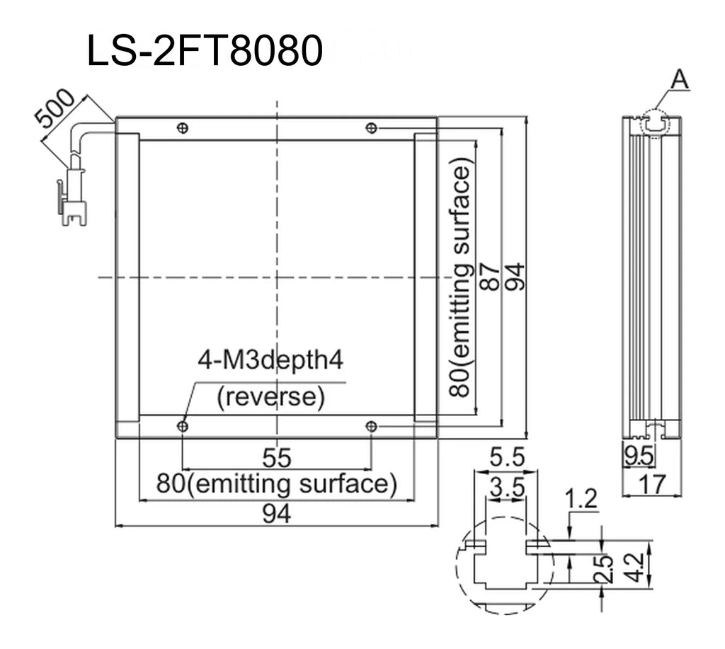 LS-2FT8080 dimensions (mm)