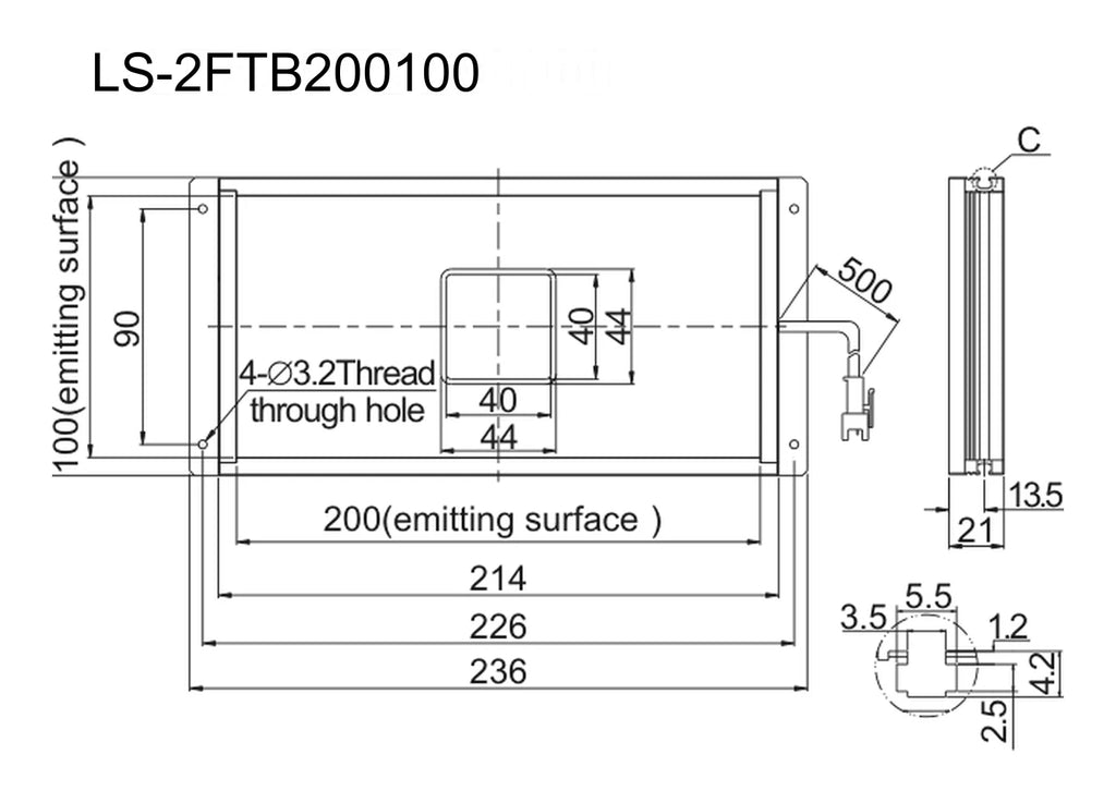 LS-2FTB200100 dimensions (mm)