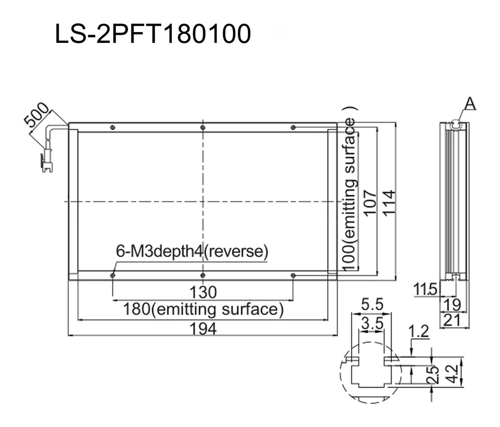 LS-2PFT180100 dimensions (mm)