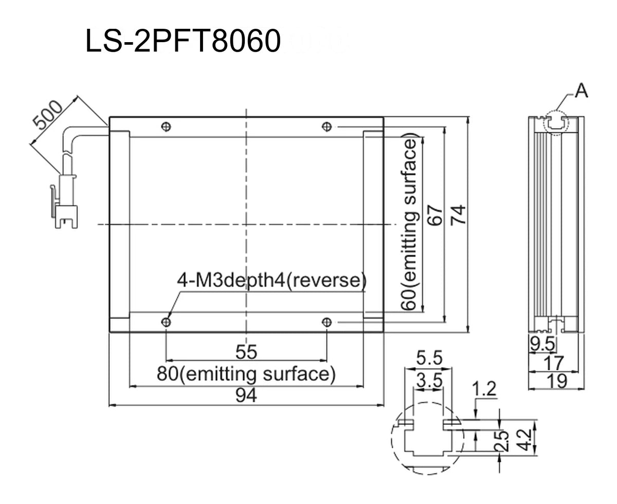 LS-2PFT8060 dimensions (mm)