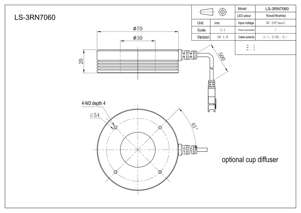 LS-3RN7060 dimensions (mm)
