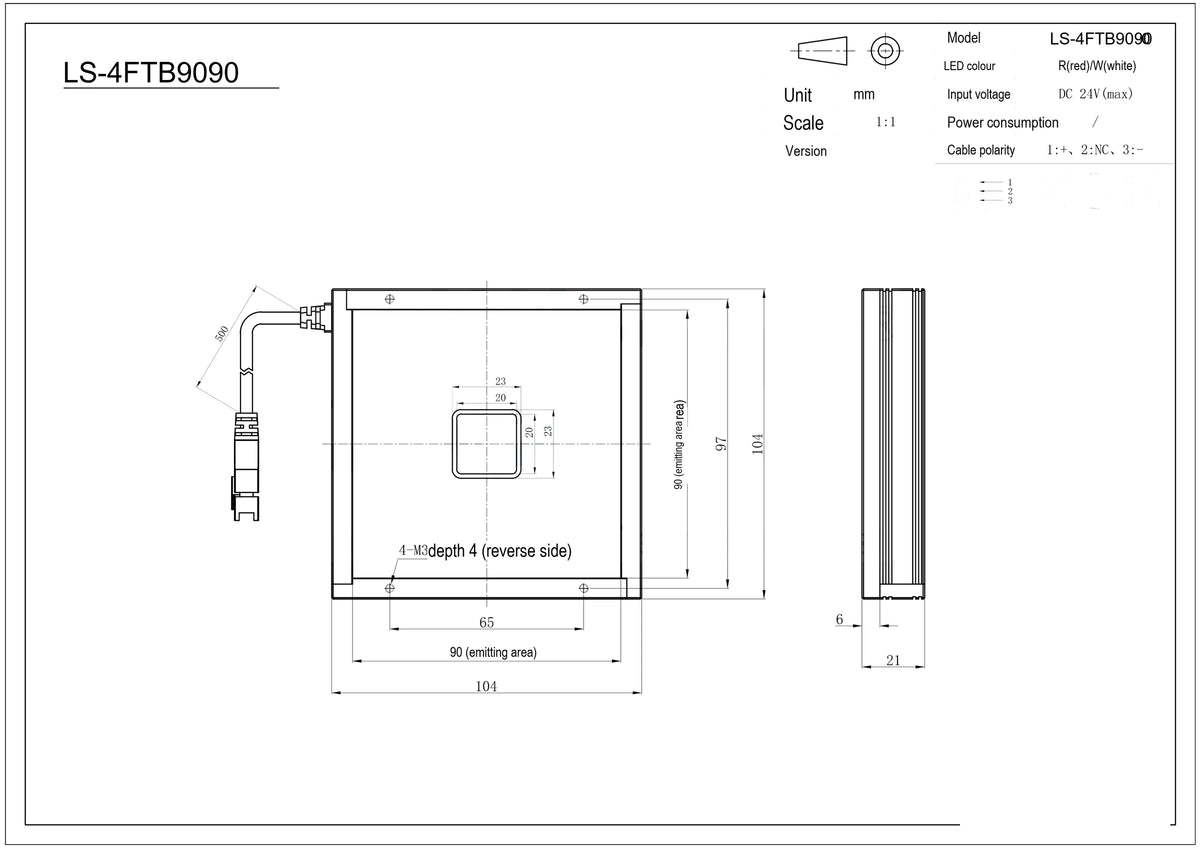 LS-4FTB9090 dimensions (mm)
