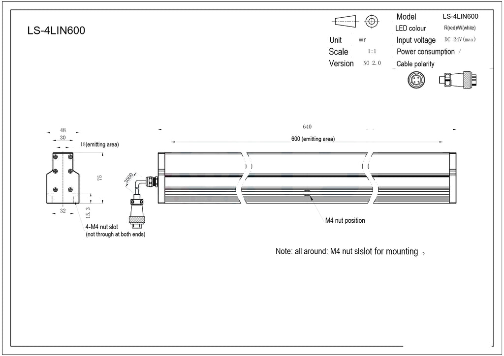 LS-4LIN600 dimensions (mm)