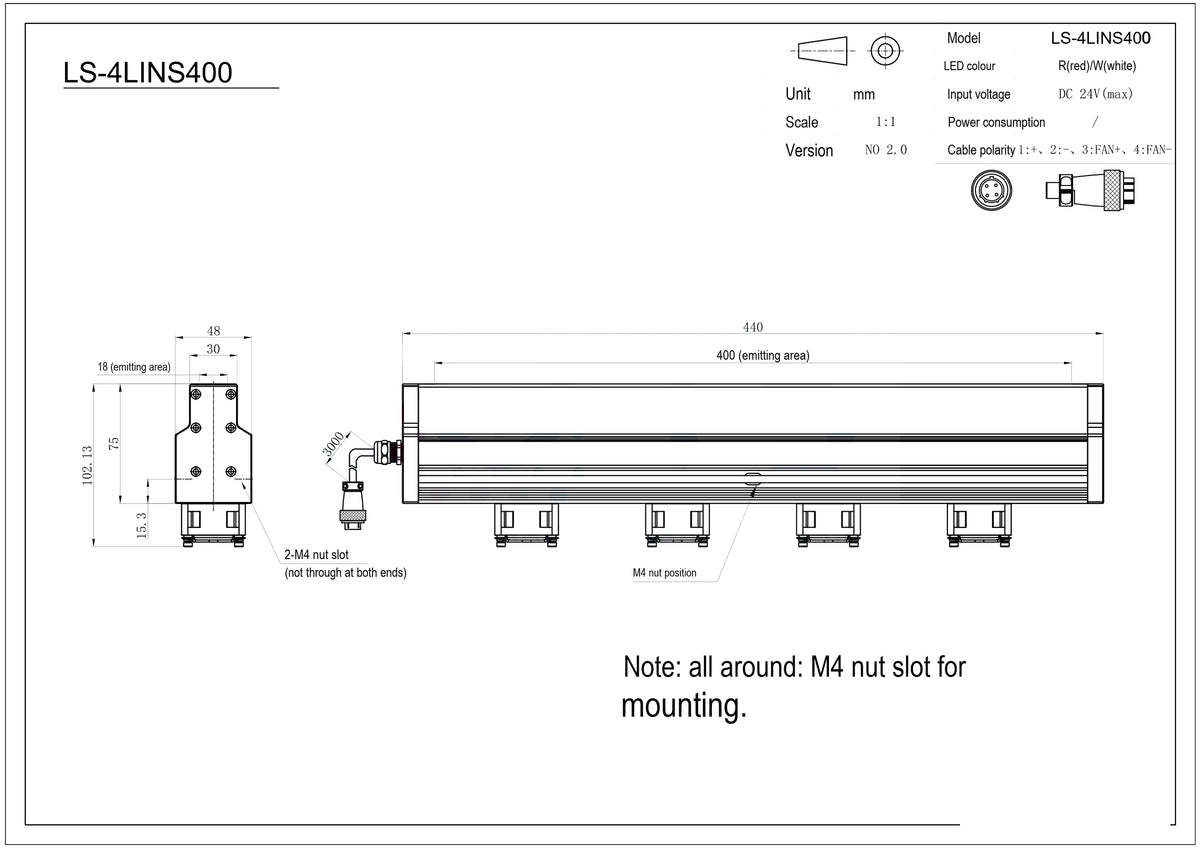 LS-4LINS400 dimensions (mm)
