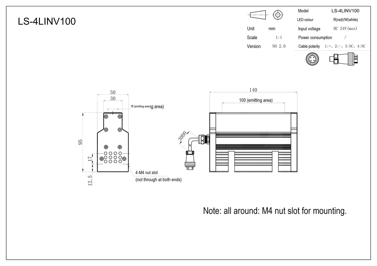 LS-4LINV100 dimensions (mm)