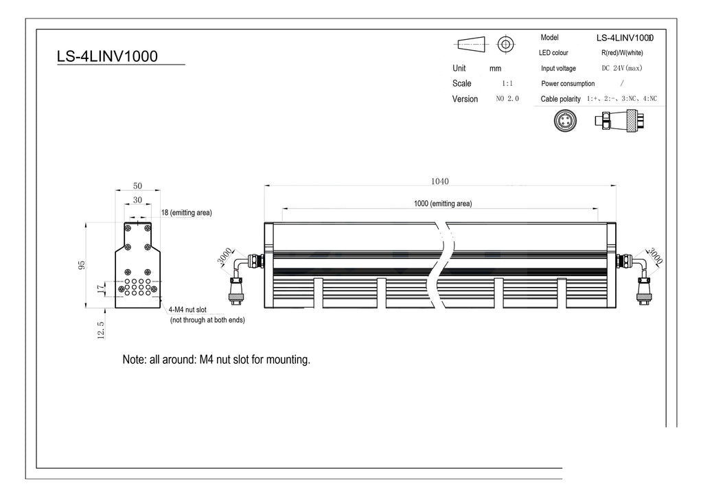 LS-4LINV1000 dimensions (mm)