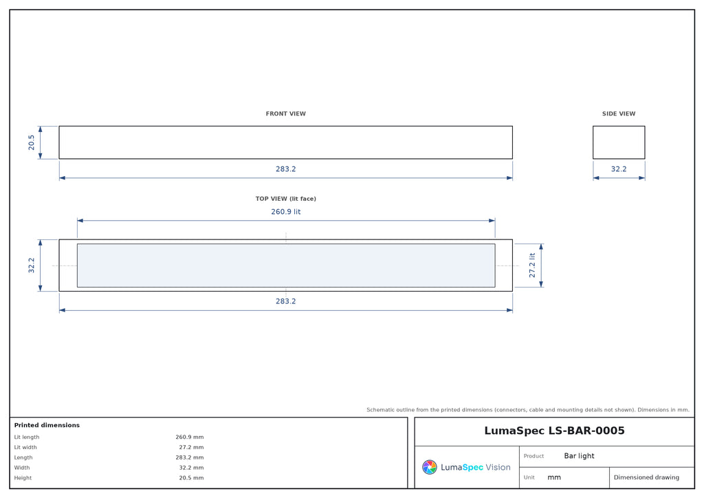 LS-BAR-0005 dimensions (mm)