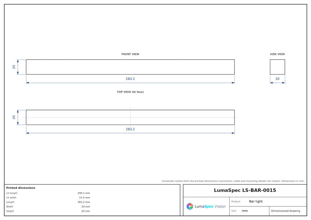 LS-BAR-0015 dimensions (mm)