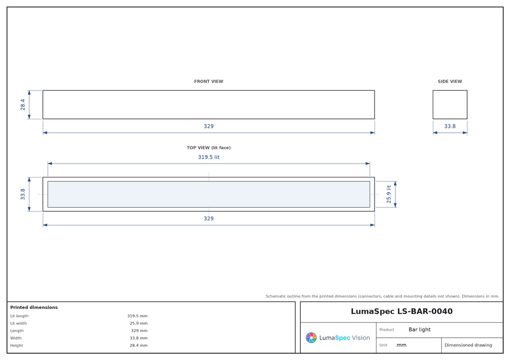 LS-BAR-0040 dimensions (mm)