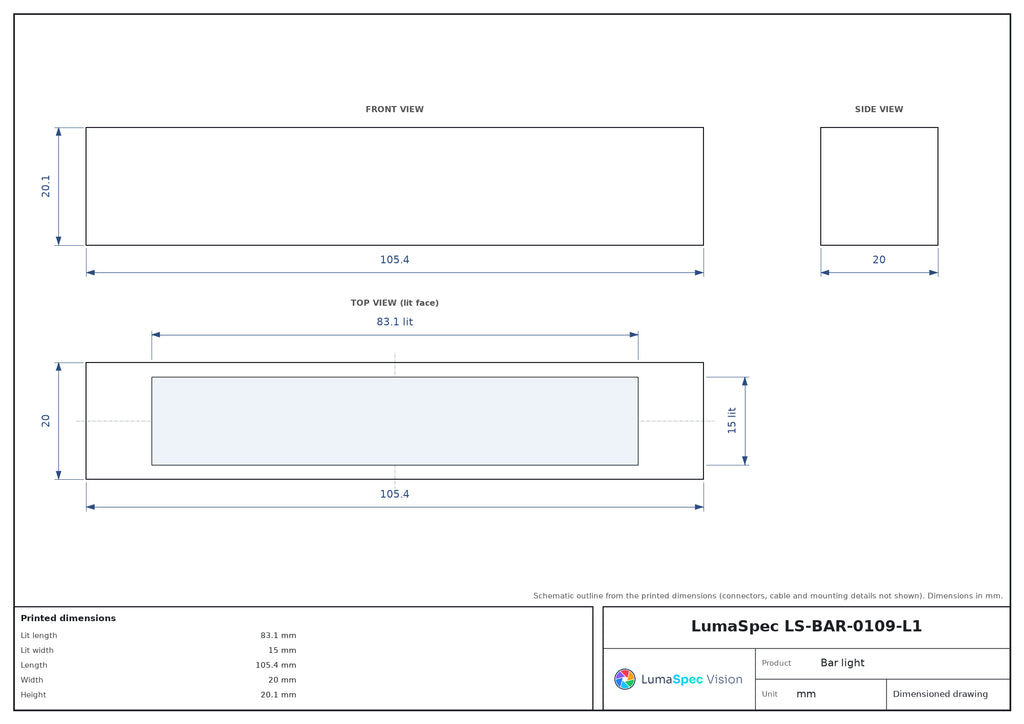 LS-BAR-0109-L1 dimensions (mm)