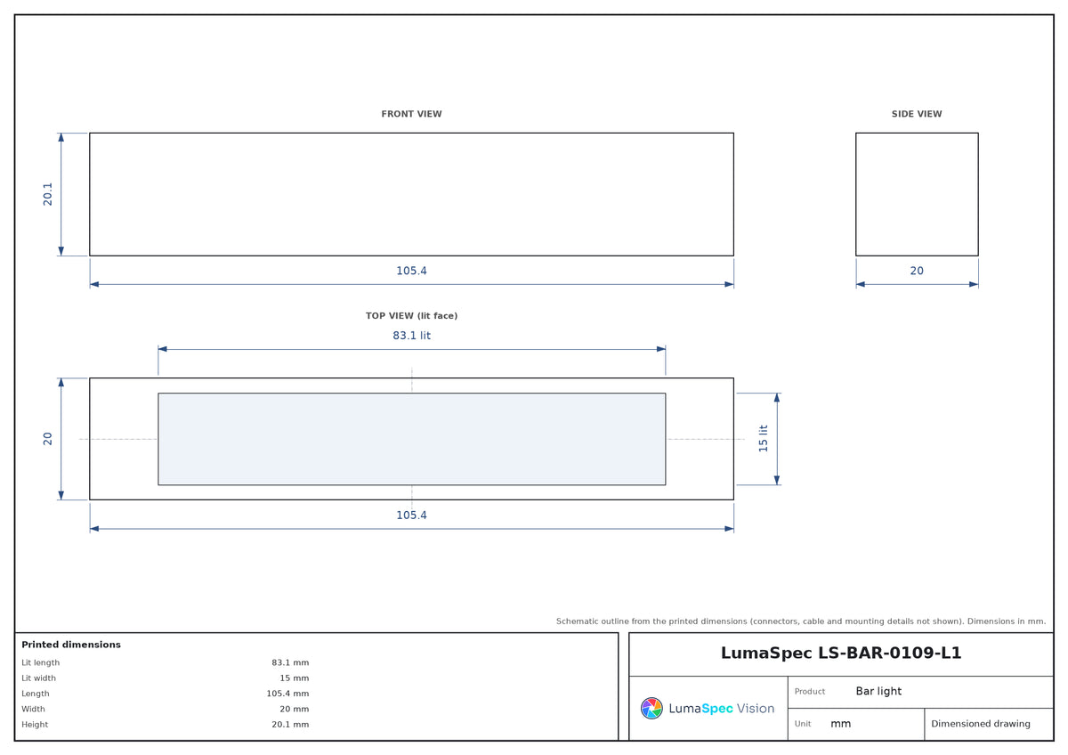 LS-BAR-0109-L1 dimensions (mm)