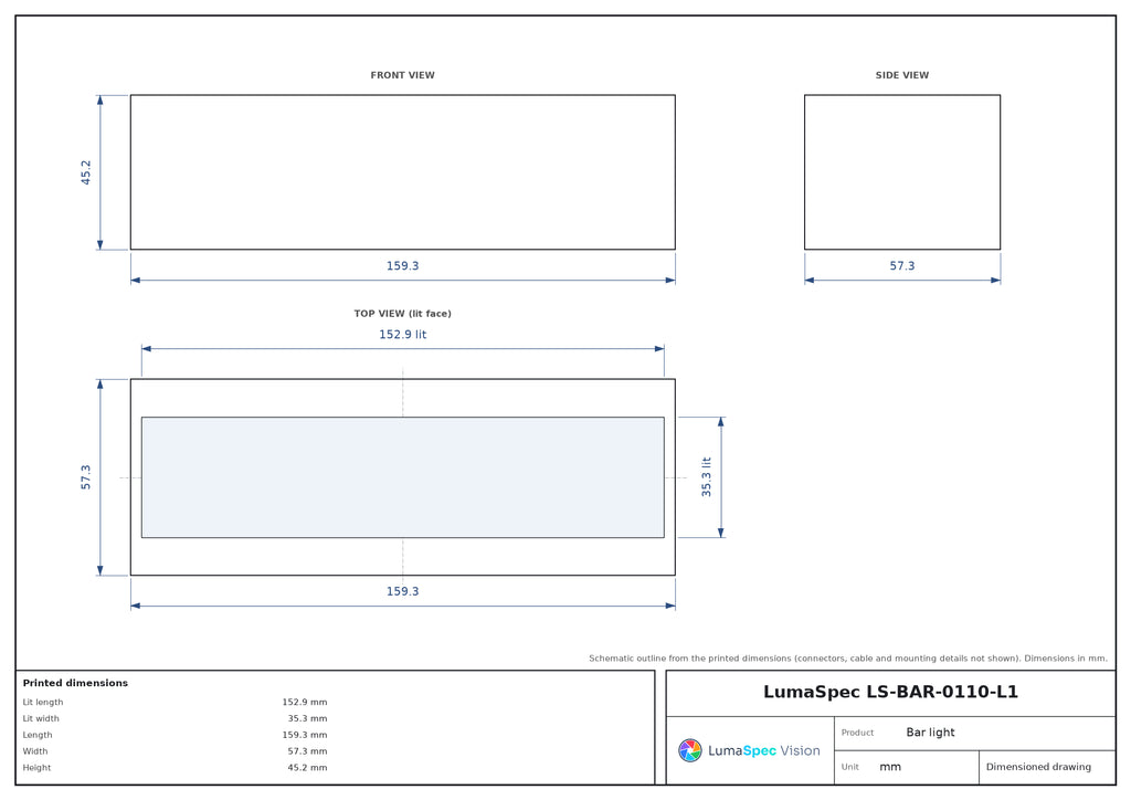 LS-BAR-0110-L1 dimensions (mm)