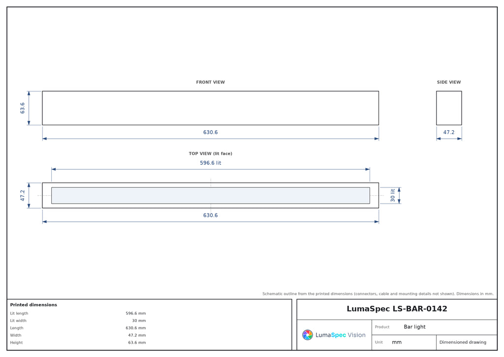 LS-BAR-0142 dimensions (mm)