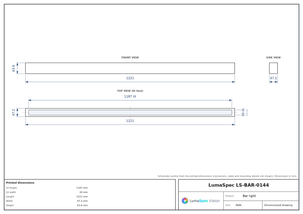 LS-BAR-0144 dimensions (mm)