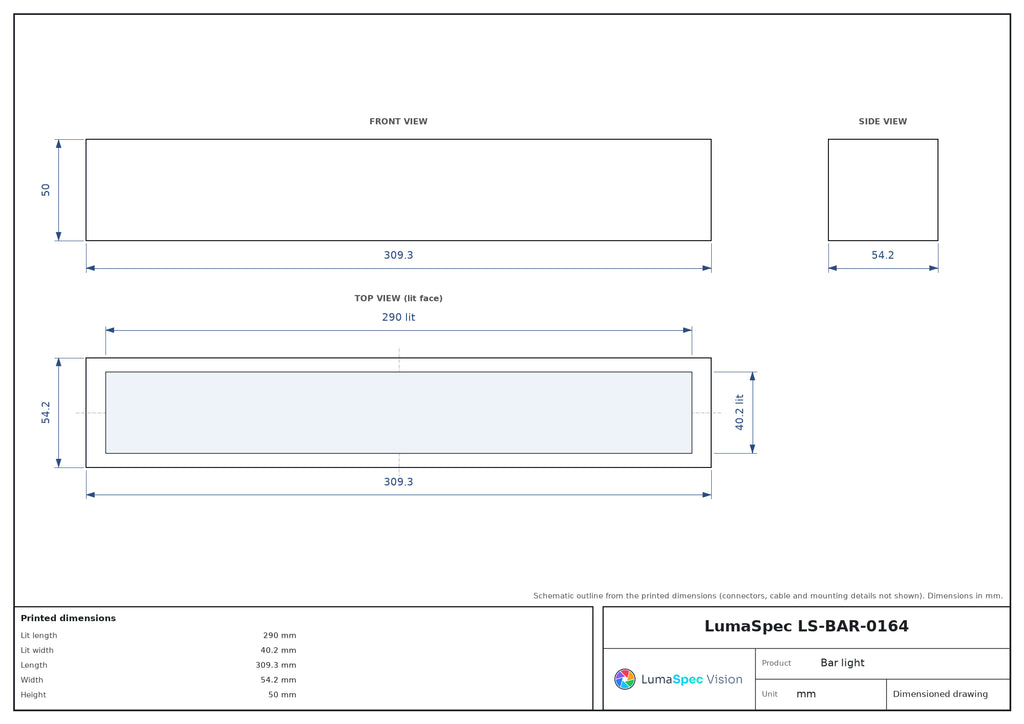 LS-BAR-0164 dimensions (mm)