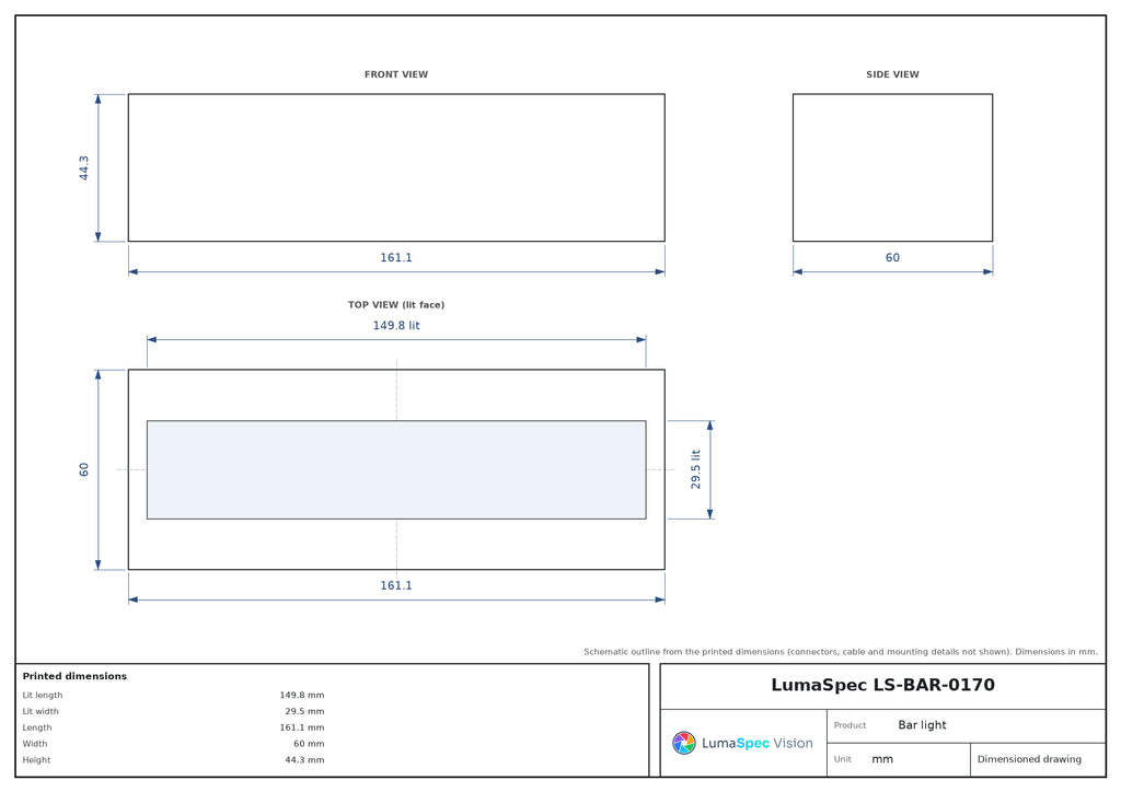 LS-BAR-0170 dimensions (mm)
