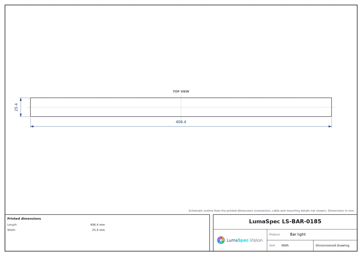 LS-BAR-0185 dimensions (mm)