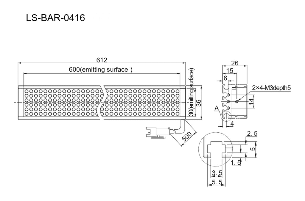 LS-BAR-0416 dimensions (mm)
