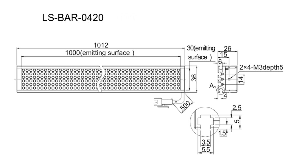 LS-BAR-0420 dimensions (mm)