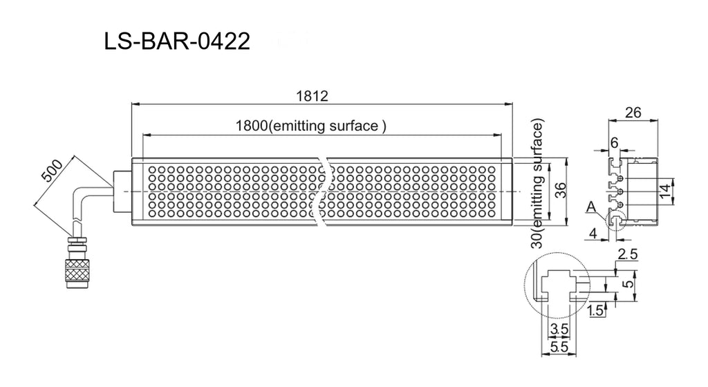 LS-BAR-0422 dimensions (mm)