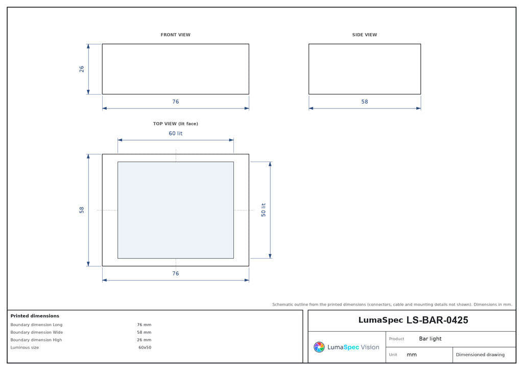 LS-BAR-0425 dimensions (mm)