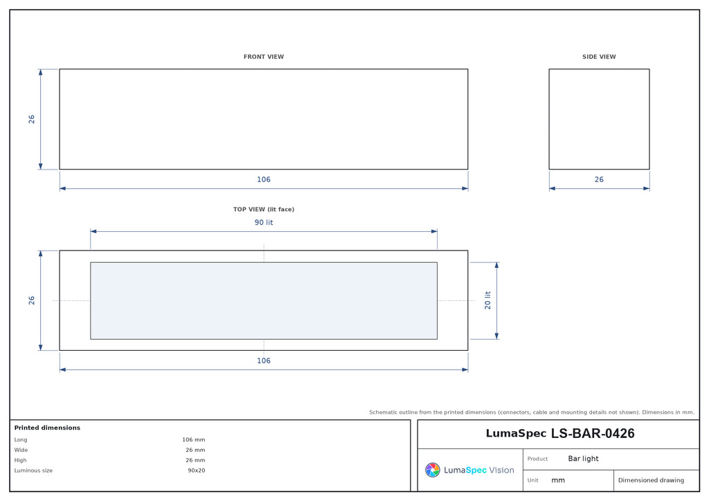 LS-BAR-0426 dimensions (mm)
