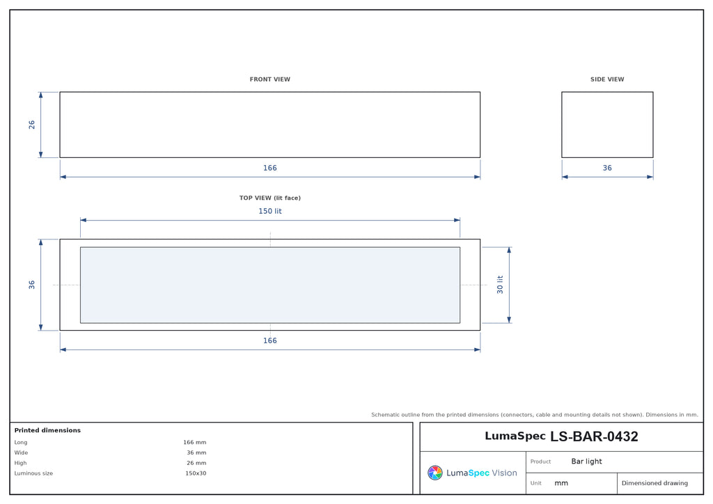 LS-BAR-0432 dimensions (mm)