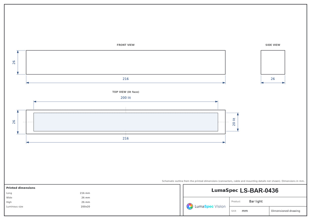 LS-BAR-0436 dimensions (mm)