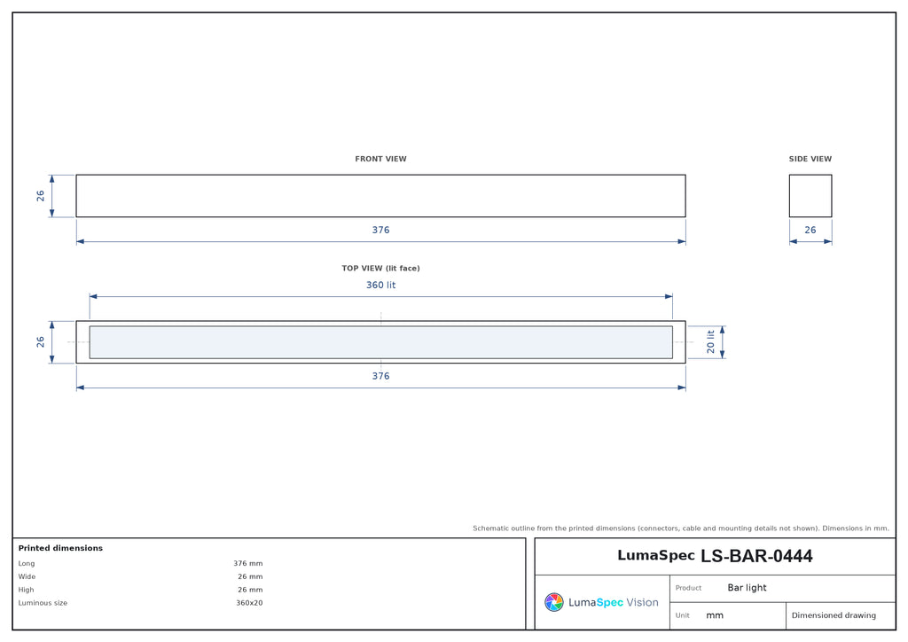 LS-BAR-0444 dimensions (mm)