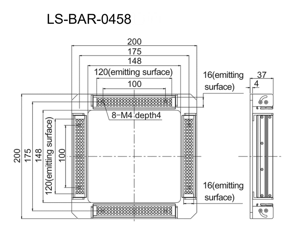 LS-BAR-0458 dimensions (mm)