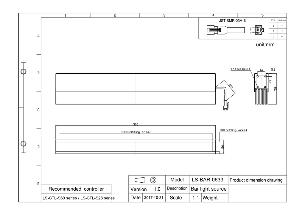 LS-BAR-0633 dimensions (mm)