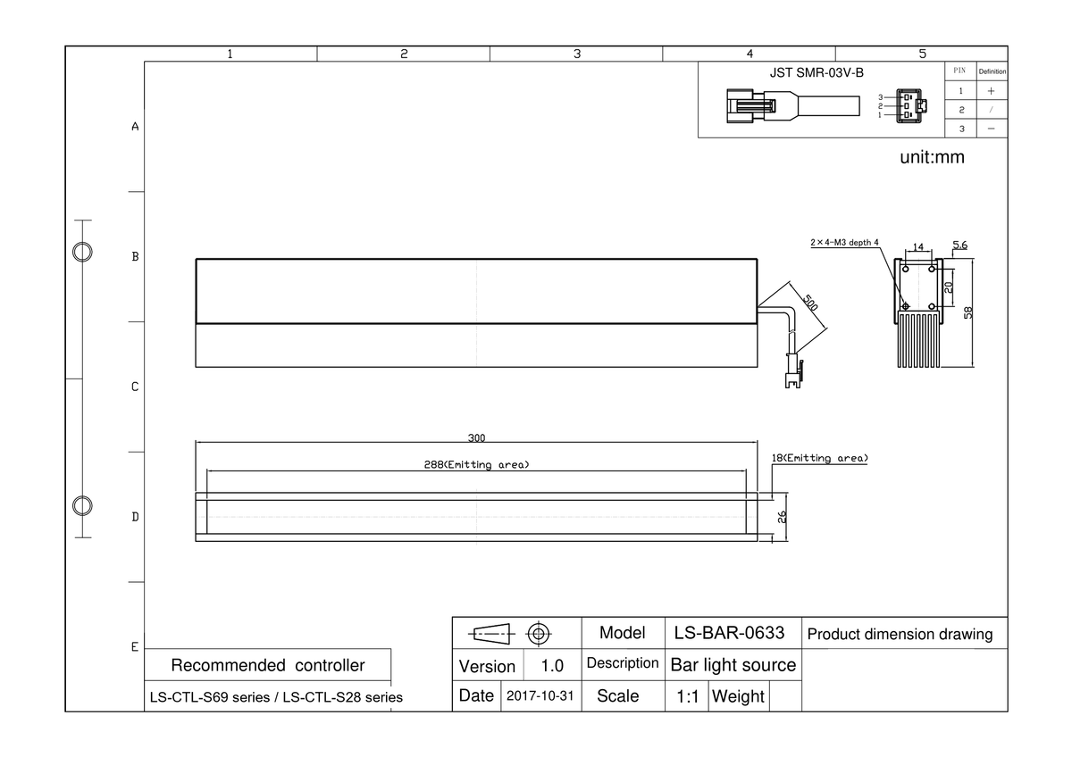 LS-BAR-0633 dimensions (mm)