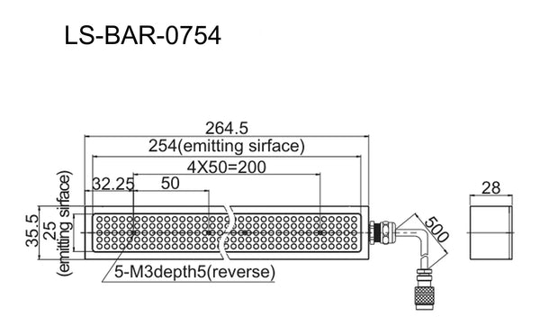 254 x 25 mm IP54 bar light