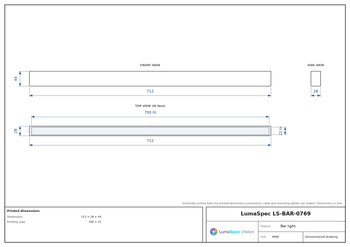 700 x 22 mm high-brightness bar light