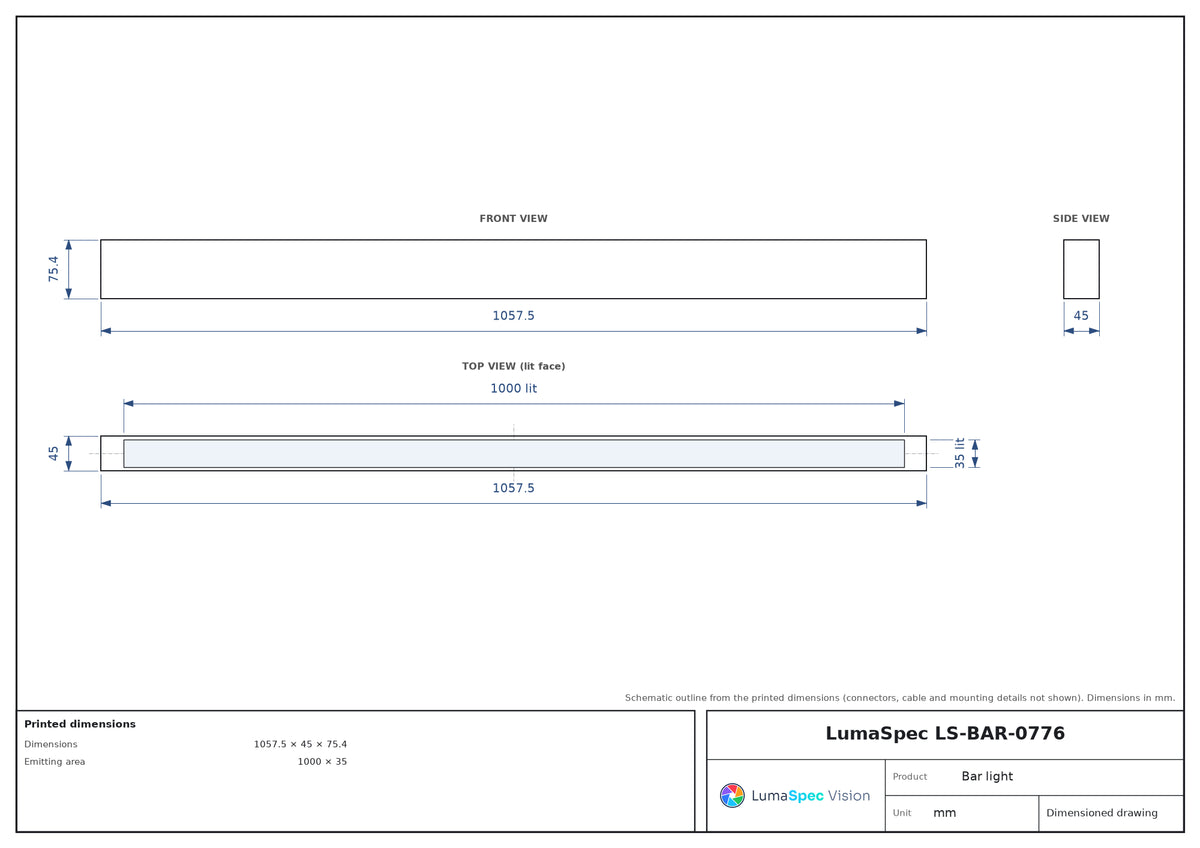1000 x 35 mm high-brightness bar light