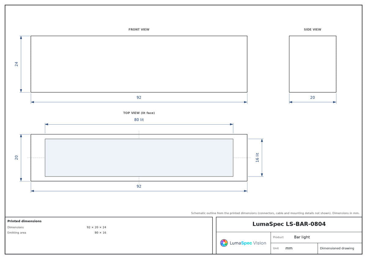 80 x 16 mm UV bar light