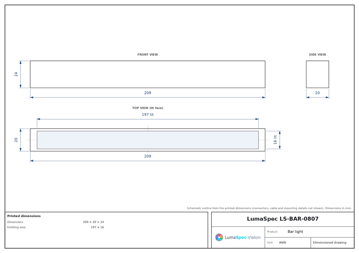 197 x 16 mm UV bar light