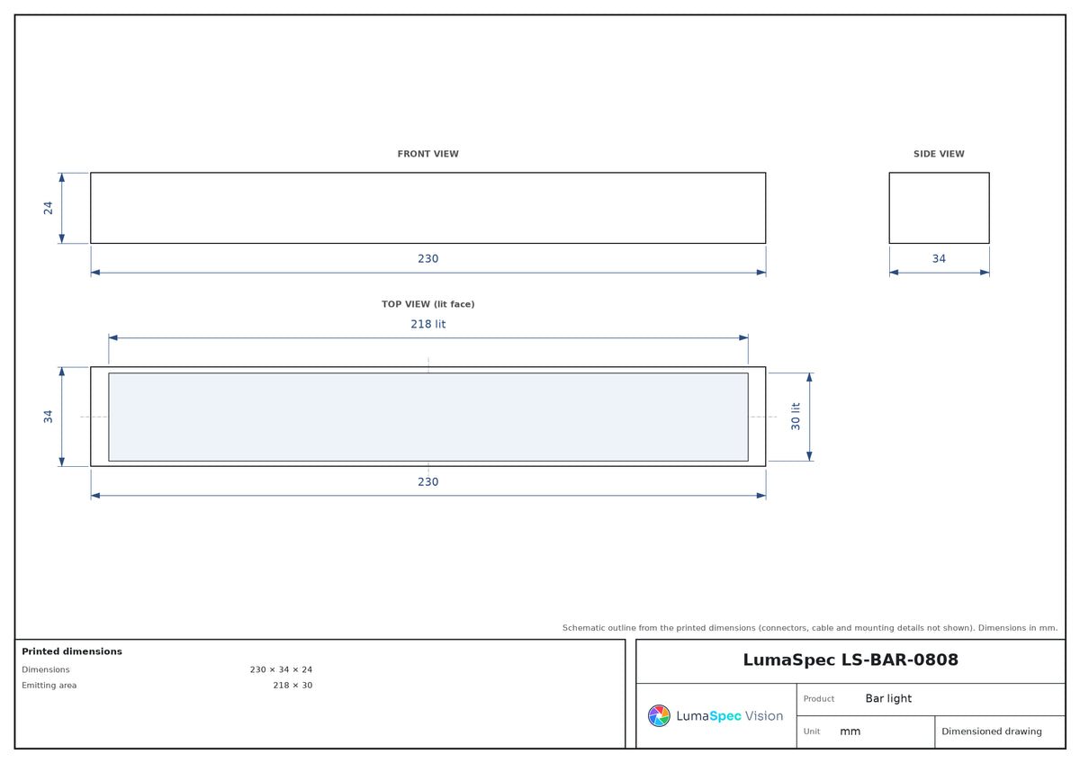 218 x 30 mm UV bar light