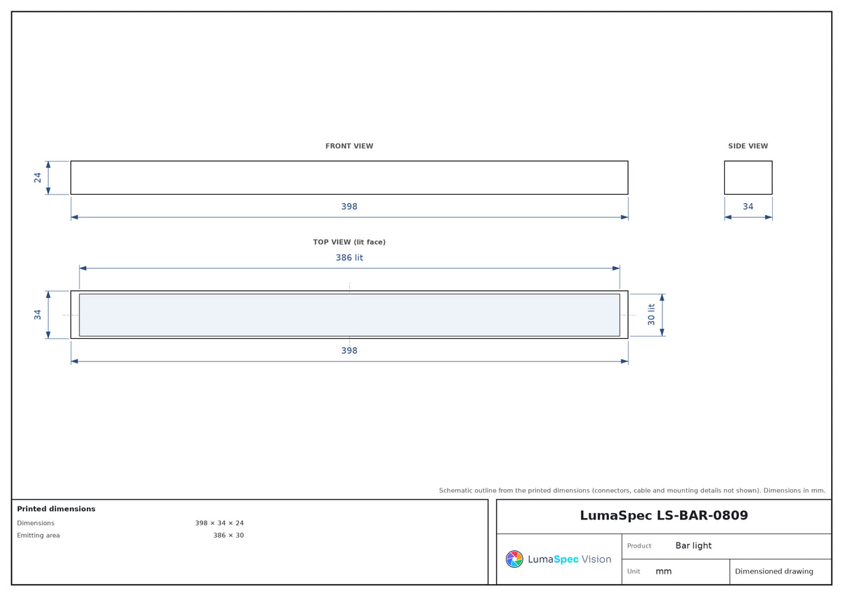 386 x 30 mm UV bar light