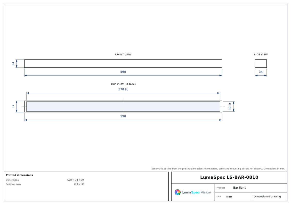 578 x 30 mm UV bar light