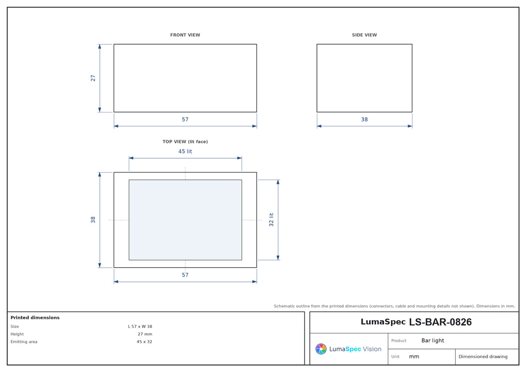 LS-BAR-0826 dimensions (mm)