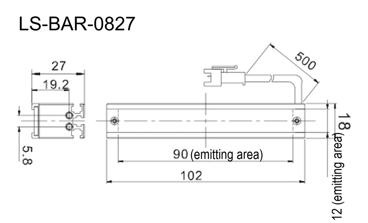 LS-BAR-0827 dimensions (mm)