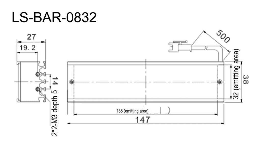 LS-BAR-0832 dimensions (mm)