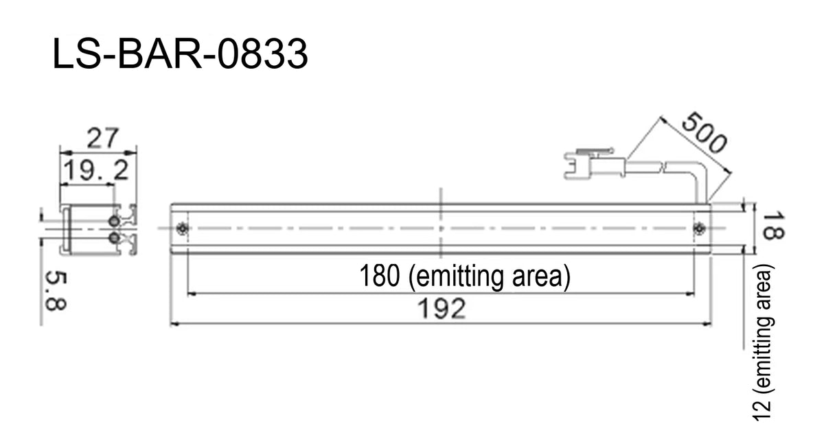 LS-BAR-0833 dimensions (mm)