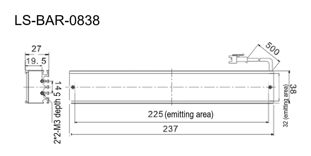 LS-BAR-0838 dimensions (mm)